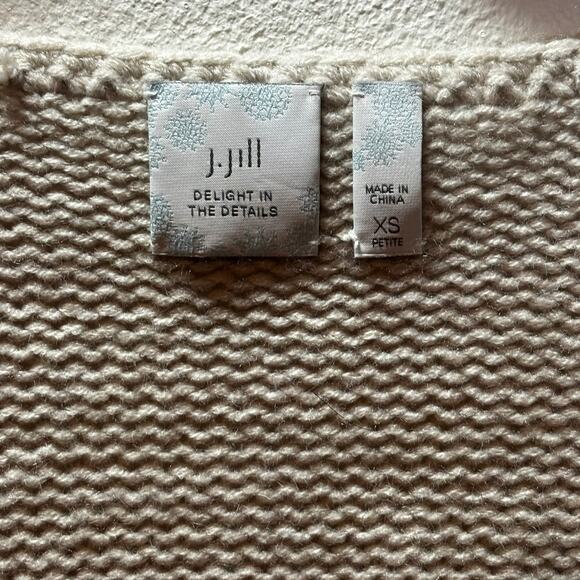 J.Jill Petite XS Embroidered Floral Wool Blend Cardigan Sweater Beige - Picture 2 of 10